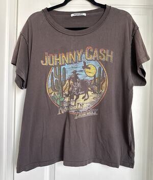 Daydreamer Johnny Cash Riders In The Sky Brown Short Sleeve T shirt Size XL Read